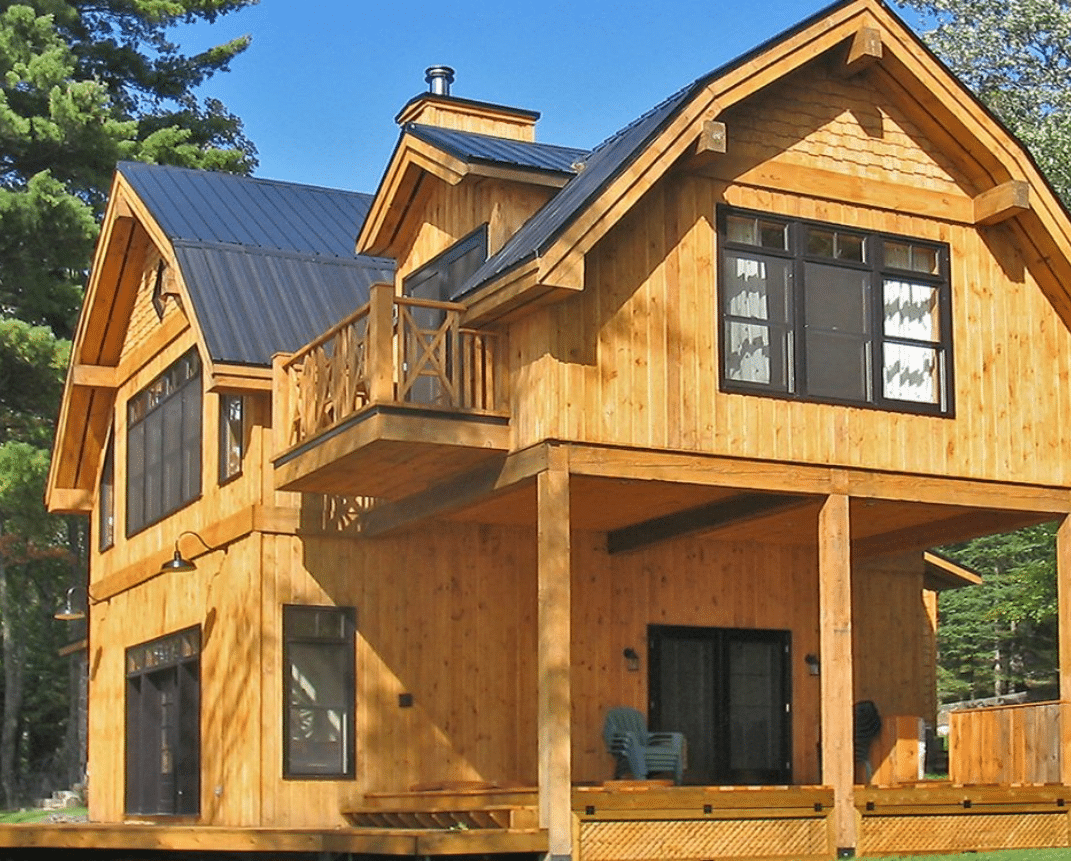 Photo d'une maison moderne en bois